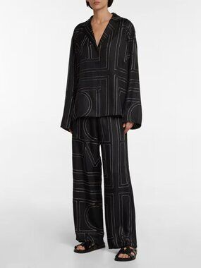 Toteme NWOT Monogram Silk Pants Black 36